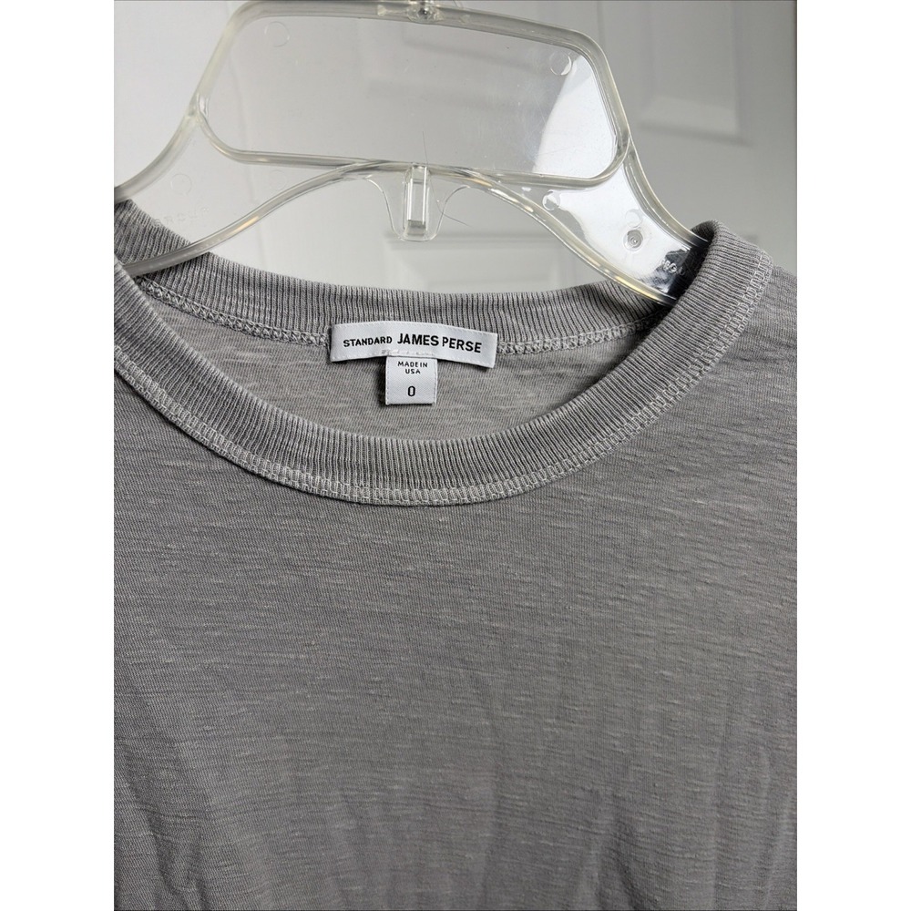 James Perse 0 Standard Crew Neck Long Sleeve Womens Size S Grey Slub Cotton Tee - Picture 4 of 7